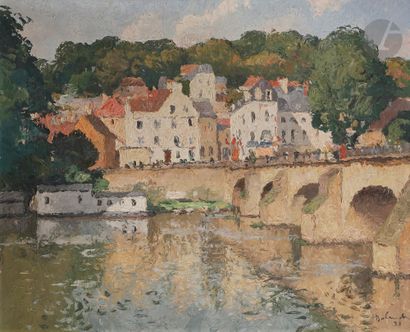 null Gaston BALANDE (1880-1971) 
Meulan, le pont, 1931 
Huile sur toile. 
Signée...