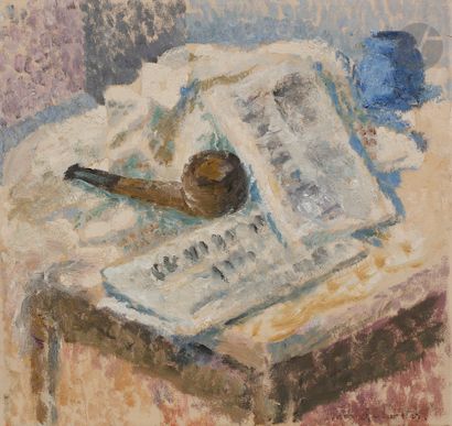 null 
*Jules Oury, known as MARCEL-LENOIR (1872-1931) 



Still life with pipe 



Oil...