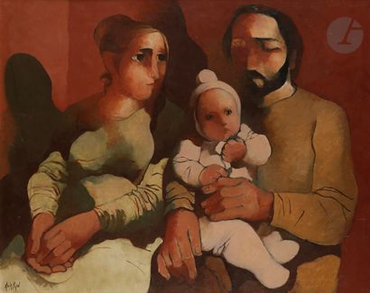 null Manolo RUIZ-PIPO (1929-1998) 
Familia, 1971 
Huile sur toile. 
Signée en bas...
