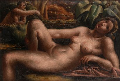 null Casimir REYMOND (1893-1969) 
Baigneuses, 1924 
Huile sur toile. 
Signée en datée...