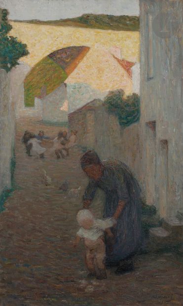 null Raymond THIBÉSART (1874-1968) 
Rue animée, 1903 
Huile sur toile. 
Signée et...
