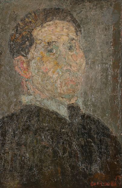 null André COTTAVOZ (1922-2012) 
Autoportrait, 1956 
Huile sur toile. 
Signée et...