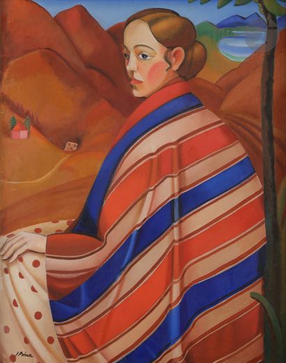 null *André-Julien PRINA (1886-1941) 
Florentine with shawl, circa 1930 
Oil on canvas....