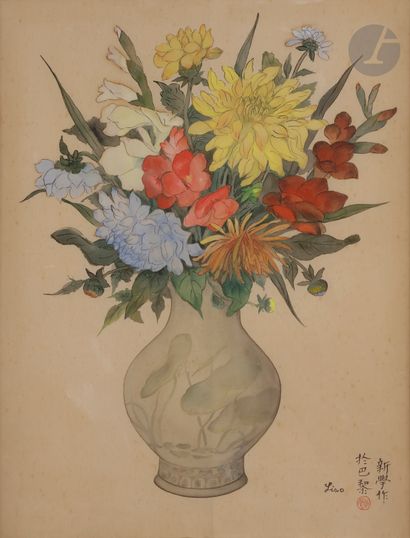 LIAO Xinxue (1906-1958) Vase de fleurs Peinture...