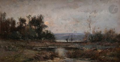 null Émile NOIROT (1853-1922) 
Loire, fin d'automne, 1894 
Huile sur toile. 
Signée...