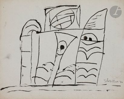 null Julio SILVA [Argentine] (1930-2020
)Composition, 1964 to 19725
inks and ink...