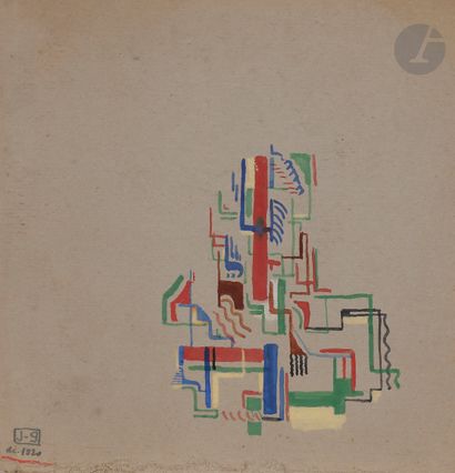 null Jacques GERMAIN (1915-2001)
Composition, 1930
Gouache sur carton.
Monogrammée...