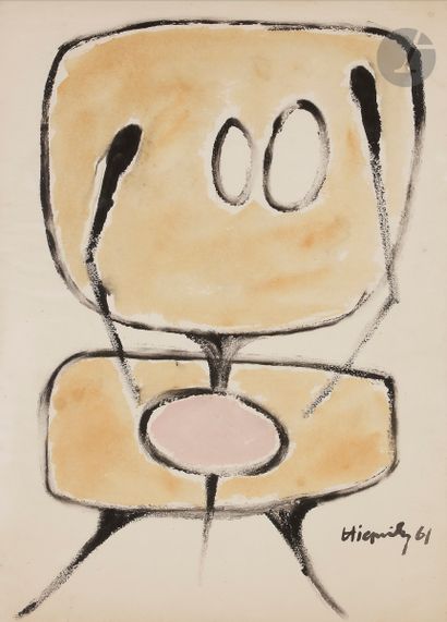 null Philippe HIQUILY (1925-2013)
Composition, 1961
Encre et aquarelle.
Signée et...
