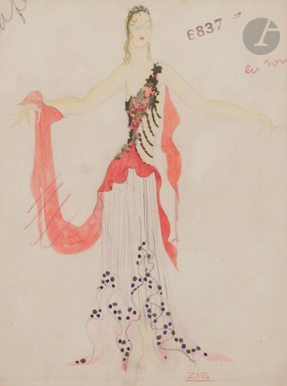 null Louis Gaudin dit ZIG (1882-1936)
Projet de costumes pour Myrrhinè et une courtisane
2...