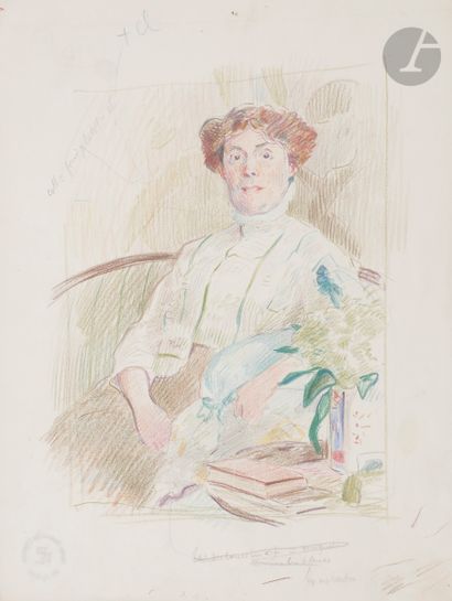 null René-Georges Hermann, dit HERMANN-PAUL (1864-1940)
Portrait de dame assise et...