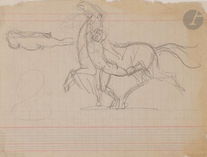 null Auguste RODIN (1840-1917
)Man Trying to Control a Horse, Study for Virginie?...