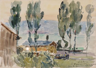 null Albert LEBOURG (1849-1928)
Rives du lac de Genève, 1902
Aquarelle.
Signée, datée...