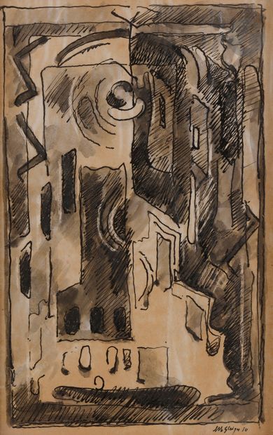 null Albert GLEIZES (1881-1953)
Composition cubiste, 1930
Encre, lavis d’encre et...