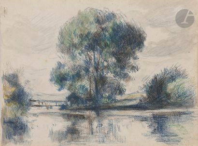 null Maximilien LUCE (1858-1941)
Paysage à l’arbre au bord d’un étang
Crayon gras...