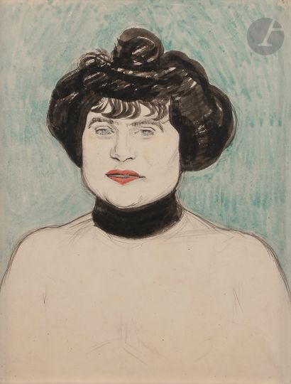 null René-Georges Hermann, dit HERMANN-PAUL (1864-1940)
Portrait de femme au collier...