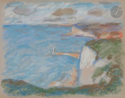 null Georges d’ESPAGNAT (1870-1950)
Normandie, falaises en bord de mer
Pastel.
Timbré...
