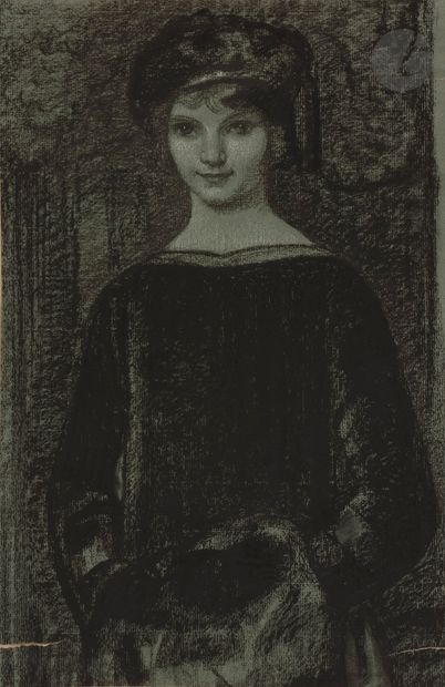 null Armand POINT (1860-1932)
Portrait de jeune femme
Fusain sur papier bleu.
Non...