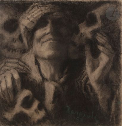 null Alban TARACOLE (1881-1968)
Autoportrait aux vanités, 1952
Fusain.
Signé et daté...