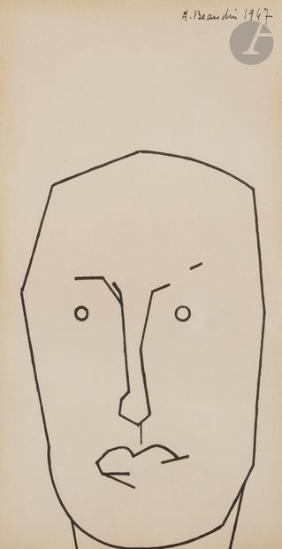 null André BEAUDIN (1895-1979)
Portrait d’Alain Salacrou
Encre.
Signée et datée en...