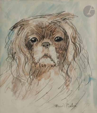 null Francis PICABIA (1879-1953)
Tête de chien
Aquarelle et crayon.
Signée en bas...
