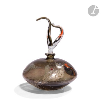 null DOMINIQUE MARCADE [French] (born in 1960
)Tinted thick blown glass bottle, with...