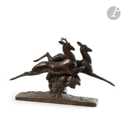null ANDRÉ-VINCENT BECQUEREL (1893-1981)
Biche et cerf à la course
Sculpture. Épreuve...