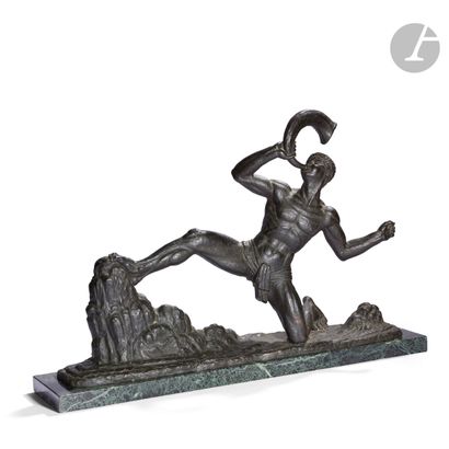 null LUCIEN GIBERT (1904-1988)
Le joueur d’olifant
Sculpture. Épreuve en bronze patiné...