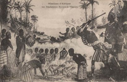 null J. L’ALLOUETTE (XIXe siècle)
Les Martyrs de l’Ouganda, vers 1886
Huile sur toile.
Signée...