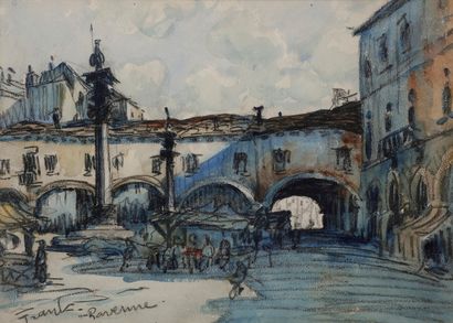 null FRANK-WILL (1900-1951)
Le Marché, Ravenne
Aquarelle et fusain.
Signée et située...