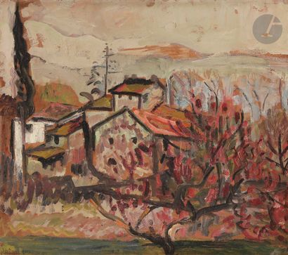 null Pinchus KRÉMEGNE (1890-1981
)Village in AutumnOil
on cardboard.
Signed in ink...