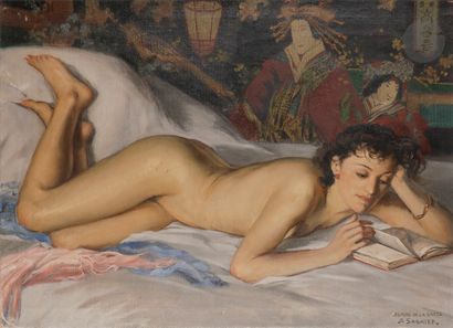 null Daniel SABATER Y SALABERT (1888-1951)
Después de la siesta
Huile sur toile.
Signée...