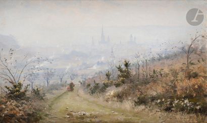 null Léon Jules LEMAÎTRE (1850-1905)
Vue de Rouen sur les hauteurs
Huile sur toile.
Signée...