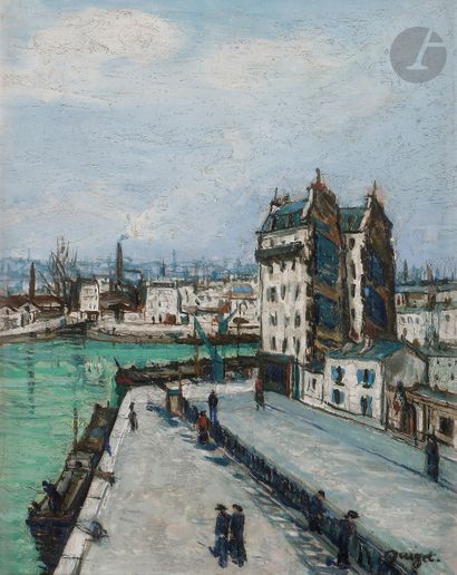 null Alphonse-Léon QUIZET (1885-1955)
Maison blanche au Canal de la Villette
Huile...