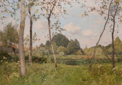 null Paul LECOMTE (1842-1920
)Landscape on the river sideOil
on canvas.
Signed lower...