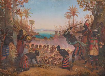null J. L’ALLOUETTE (XIXe siècle)
Les Martyrs de l’Ouganda, vers 1886
Huile sur toile.
Signée...