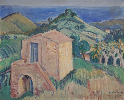 null Vincent KORDA (1896-1979)
Mas devant la mer, 1929
Huile sur toile.
Signée et...