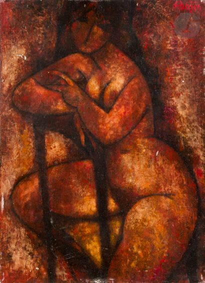 null 
Francisco BAJEN (1912-2014)



Naked woman with a chair



Oil on canvas.



Signed...