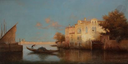 null Alphonse LECOZ (XIXe-XXe siècle)
Venise, pirogue sur le canal
Huile sur toile.
Signée...
