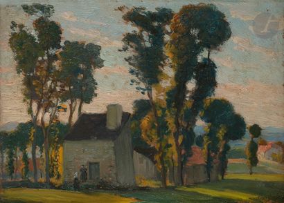 null Gustave POETZSCH (1870-1950)
Crépuscule à Yssingeaux
Huile sur carton.
Signée...