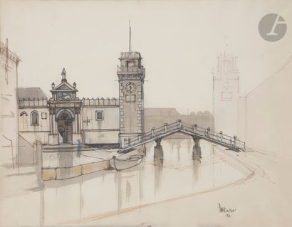 null 
PARKINSON (20th century)

Venice, 1952

Ink and watercolour.

Signed and dated...