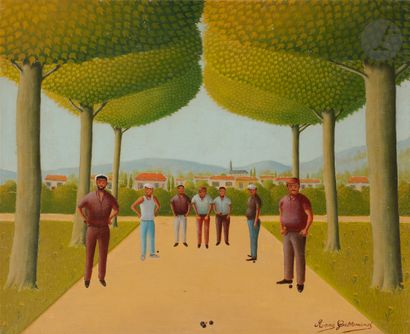 null René GUILLEMINOT (1900-1975)
La Pétanque
Huile sur toile.
Signée en bas à d...