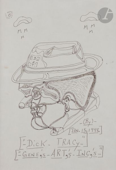 null Gene MERRITT (né en 1936)
Dick Tracy, 1998
Encre.
Signée en pied.
30,5 x 23 cm

Provenance :
Judy...