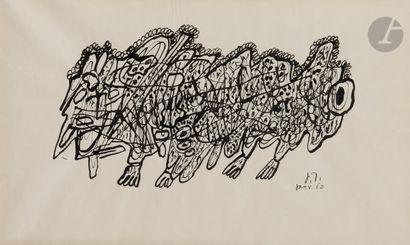 null Jean DUBUFFET (1901-1985)
Animal, 1960
Encre de Chine.
Monogrammée et datée...