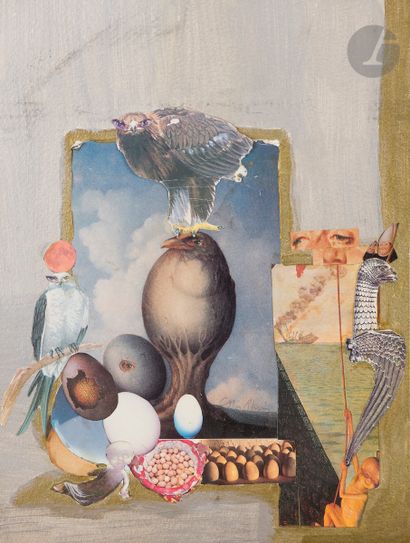 null École MODERNE
Composition aux oiseaux
Collage.
(Petits manques.)
32 x 24 cm
