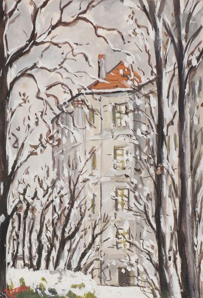 null Ferdinand DESNOS (1901-1958
)Snowy Landscapes in Champcueil, 1947-48Gouaches
.
Signed...