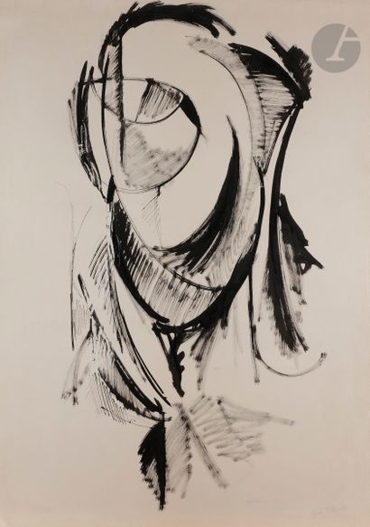 null Yves ELLEOUËT (1932-1975)
Composition
Encre.
Signée en bas à droite.
(Restaurations...