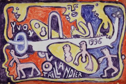 null Yvon TAILLANDIER (né en 1926)
Composition, 1996
Céramique émaillée et peinte.
Signée...