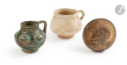 Three medieval shaped ceramic pieces, Iran...
