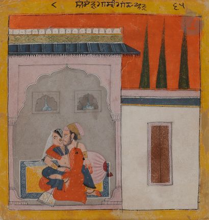  Illustration tirée d’un Ragamala : Achanda Raga fils de Sri Raga, Inde du Nord,...