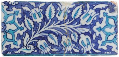 null Set of five border tiles decorated with floral stems and rosettes, Ottoman Empire,...